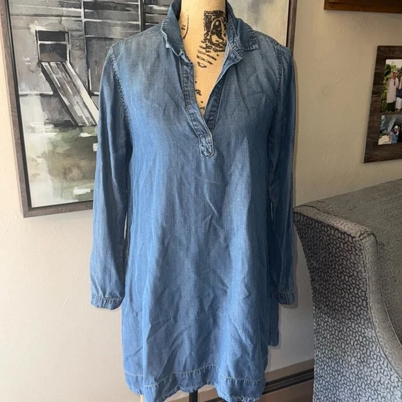 Anthropologie Chambray Denim Shirt Dress - Picture 2 of 11